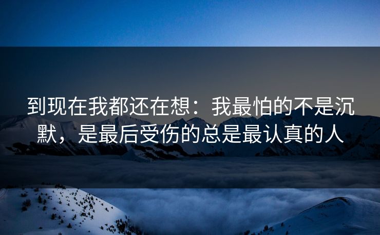 到现在我都还在想：我最怕的不是沉默，是最后受伤的总是最认真的人
