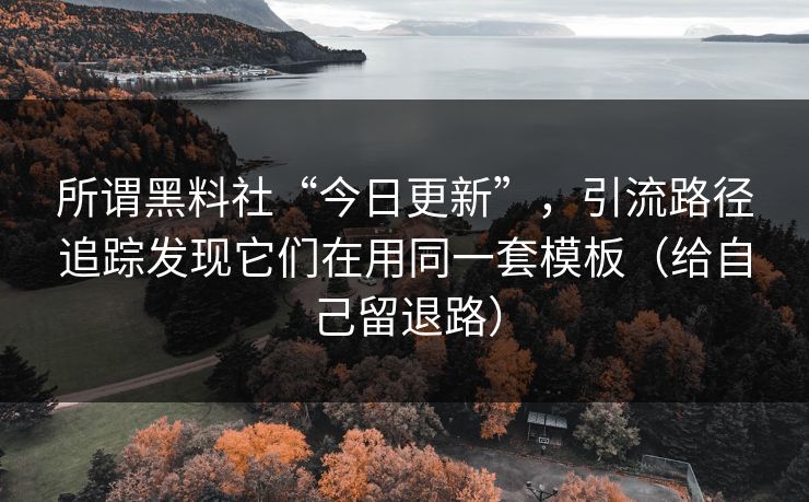 所谓黑料社“今日更新”，引流路径追踪发现它们在用同一套模板（给自己留退路）