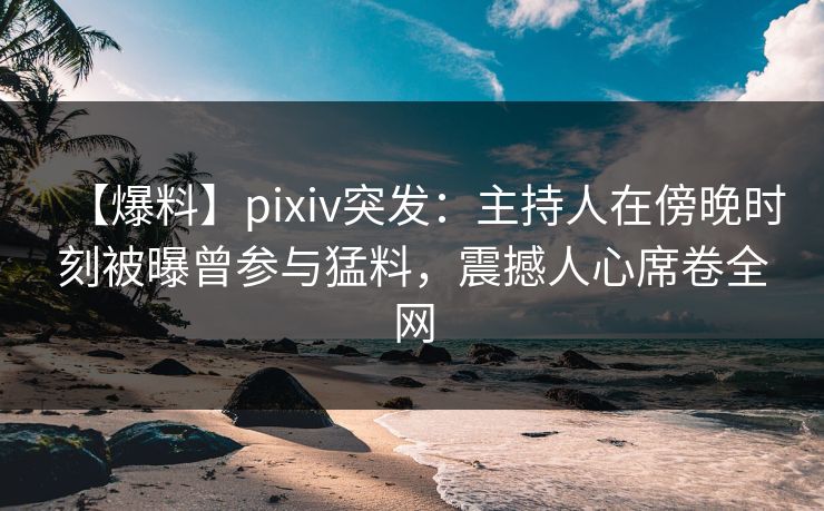 【爆料】pixiv突发：主持人在傍晚时刻被曝曾参与猛料，震撼人心席卷全网