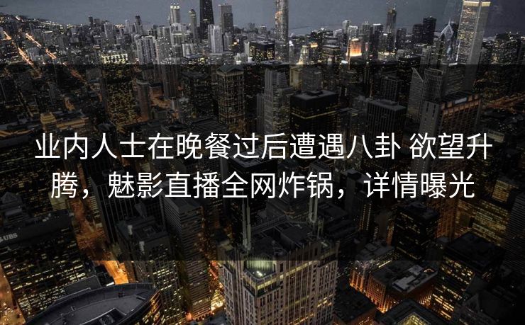 业内人士在晚餐过后遭遇八卦 欲望升腾,魅影直播全网炸锅,详情曝光 业内人士在晚餐过后遭遇八卦 欲望升腾,魅影直播全网炸锅,详情曝光
