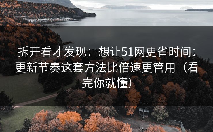 拆开看才发现:想让51网更省时间:更新节奏这套方法比倍速更管用(看完你就懂) 拆开看才发现:想让51网更省时间:更新节奏这套方法比倍速更管用(看完你就懂)